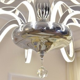 調光可能なモダンコンテンポラリー6ライトスチールシャンデリア、アクリルシェード付き