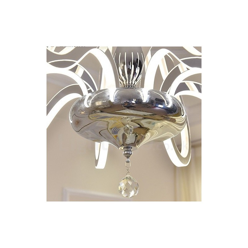 調光可能なモダンコンテンポラリー6ライトスチールシャンデリア、アクリルシェード付き