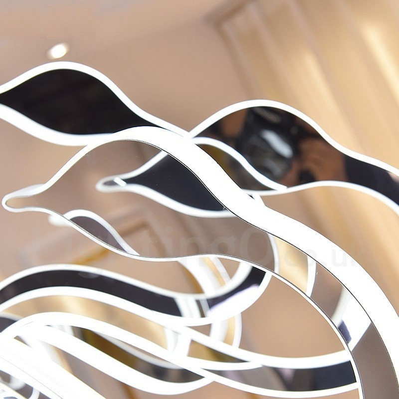 調光可能なモダンコンテンポラリー6ライトスチールシャンデリア、アクリルシェード付き