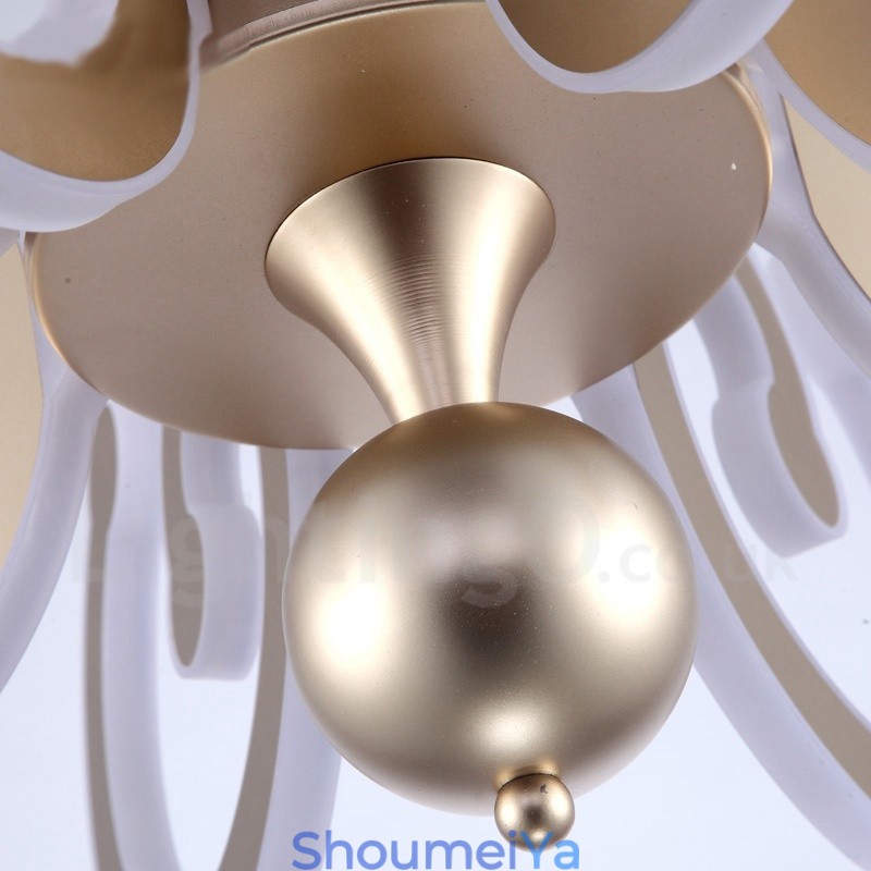 調光可能なモダンコンテンポラリー6ライトスチールシャンデリア、アクリルシェード付き