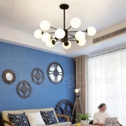 ガラスシェード付き12灯北欧シャンデリア