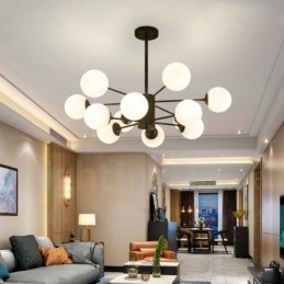 ガラスシェード付き12灯北欧シャンデリア