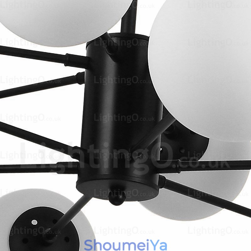 ガラスシェード付き12灯北欧シャンデリア