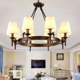 8 灯 北欧 カントリー 素朴なペンダント ライト ファブリック シェード付き