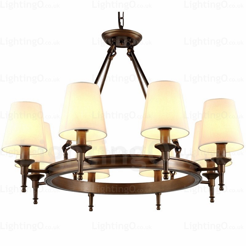 8 灯 北欧 カントリー 素朴なペンダント ライト ファブリック シェード付き