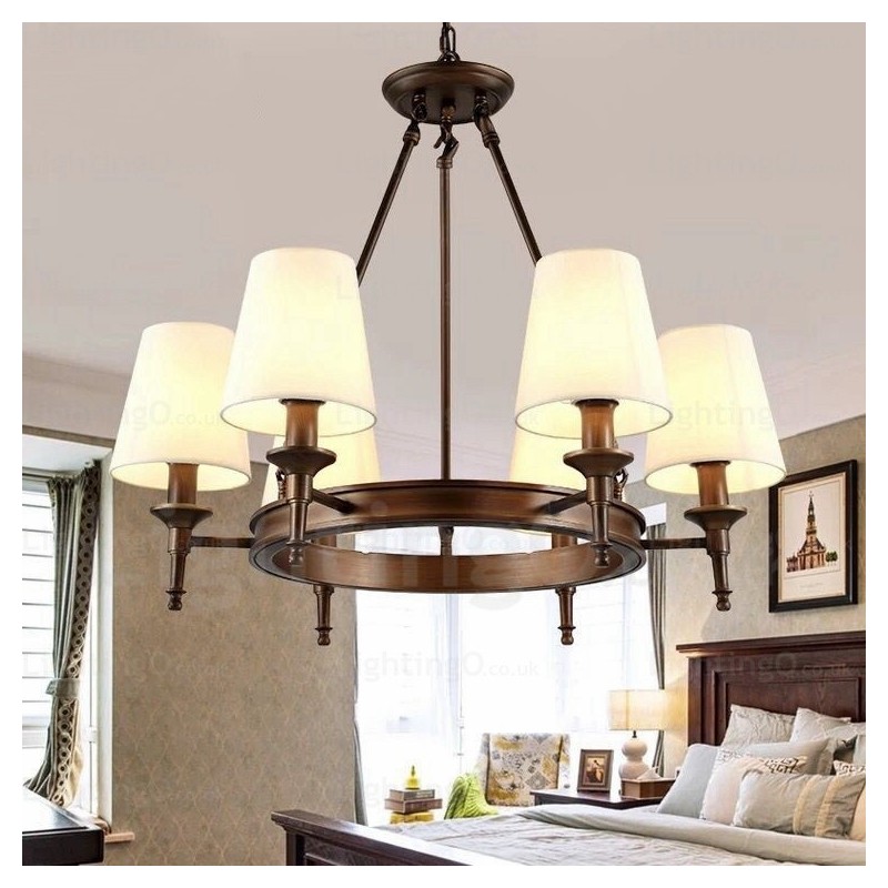 6 灯 北欧 カントリー 素朴なペンダント ライト ファブリック シェード付き