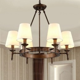 6 灯 北欧 カントリー 素朴なペンダント ライト ファブリック シェード付き