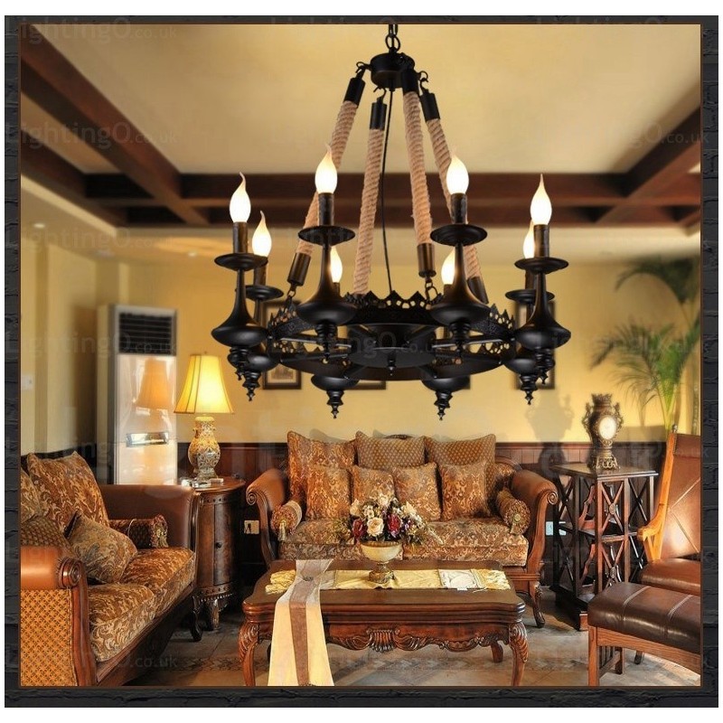 8 灯カントリー ラスティック ペンダント ライト