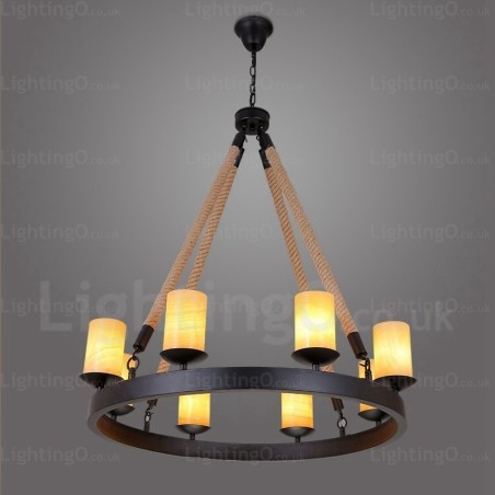 8 灯ヴィンテージ レトロ ペンダント ライト 大理石シェード付き