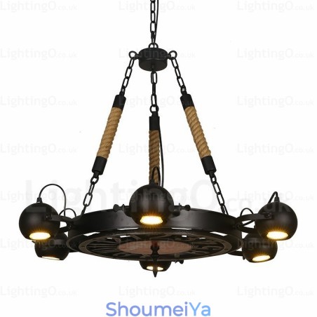 6 ライト ヴィンテージ レトロ ペンダント ライト ステンレス スチール シェード付き