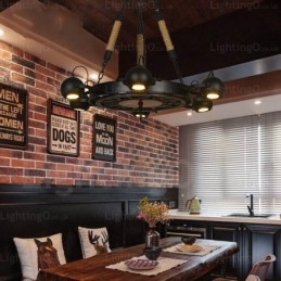 6 ライト ヴィンテージ レトロ ペンダント ライト ステンレス スチール シェード付き