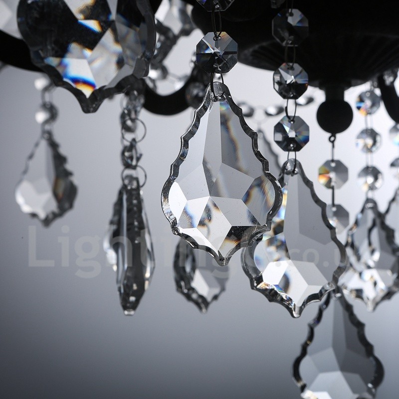 6 ライト直径 60CM ヴィンテージ クリスタル ペインティング メタル シャンデリア 錆びた鉄色 ペンダント ライト