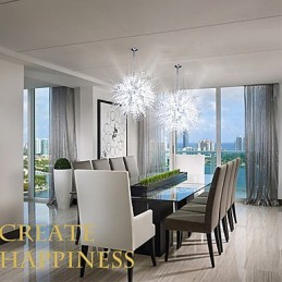 クリスタルグローブを模したシャンデリアペンダントライト