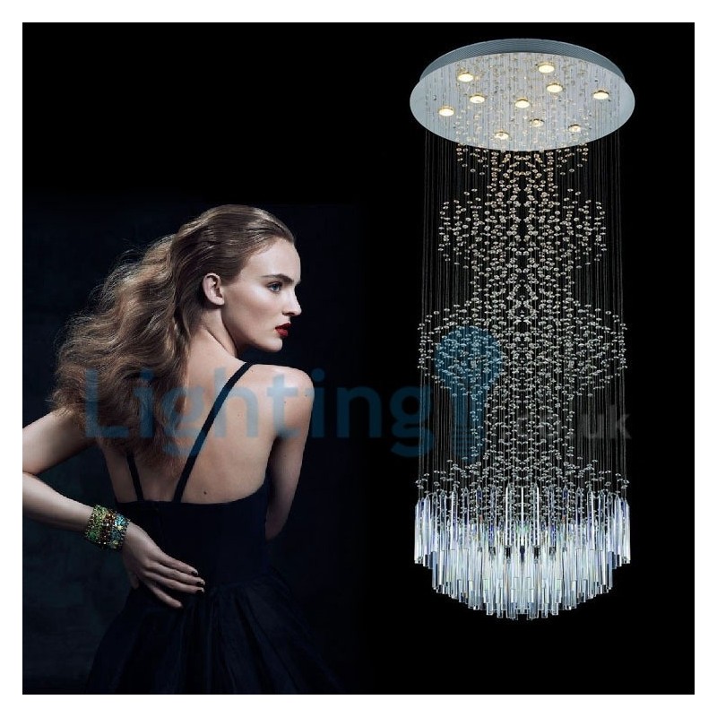 モダンコンテンポラリーシャンデリア フラッシュマウントペンダントフィクスチャ クリスタルレインドロップライト