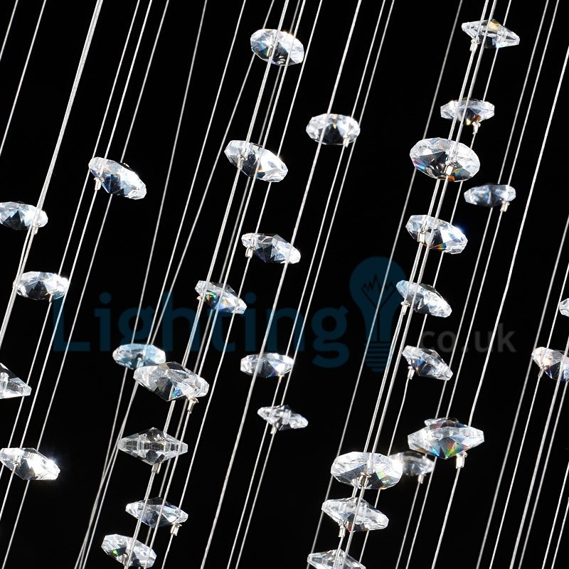 モダンコンテンポラリーシャンデリア フラッシュマウントペンダントフィクスチャ クリスタルレインドロップライト