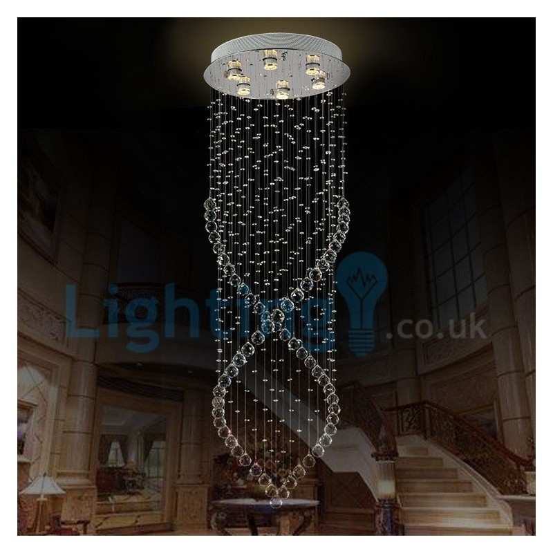 モダンコンテンポラリーシャンデリア フラッシュマウントペンダントフィクスチャ クリスタルレインドロップライト