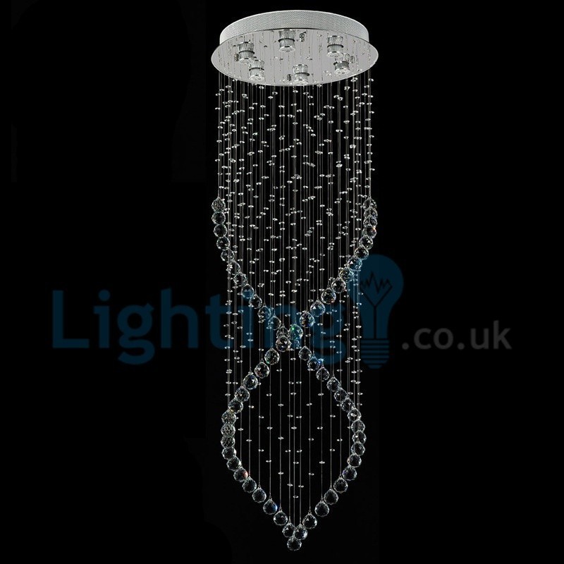 モダンコンテンポラリーシャンデリア フラッシュマウントペンダントフィクスチャ クリスタルレインドロップライト