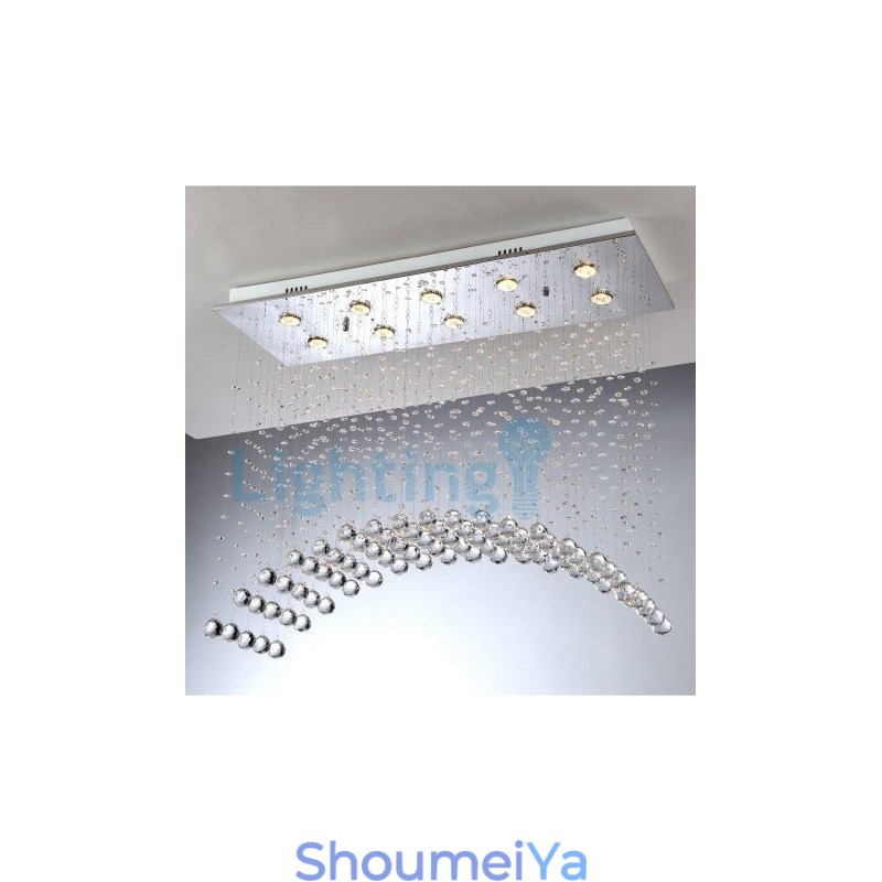 モダンコンテンポラリーシャンデリア フラッシュマウントペンダントフィクスチャ クリスタルレインドロップライト