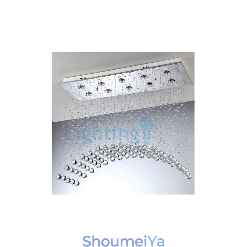 モダンコンテンポラリーシャンデリア フラッシュマウントペンダントフィクスチャ クリスタルレインドロップライト