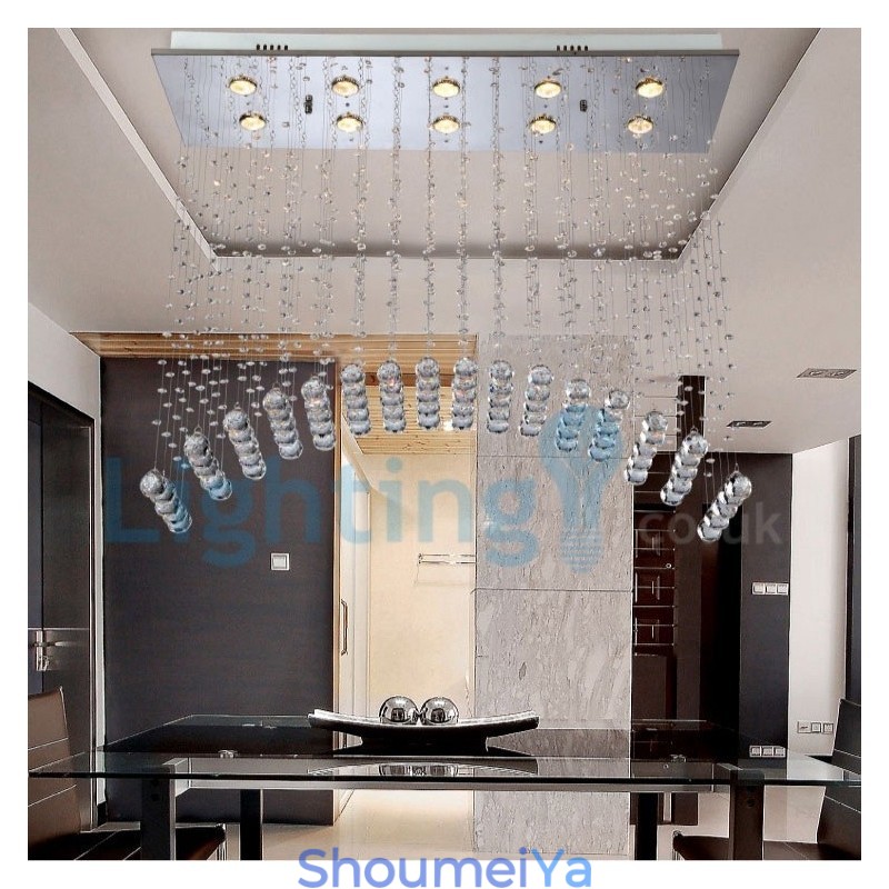 モダンコンテンポラリーシャンデリア フラッシュマウントペンダントフィクスチャ クリスタルレインドロップライト