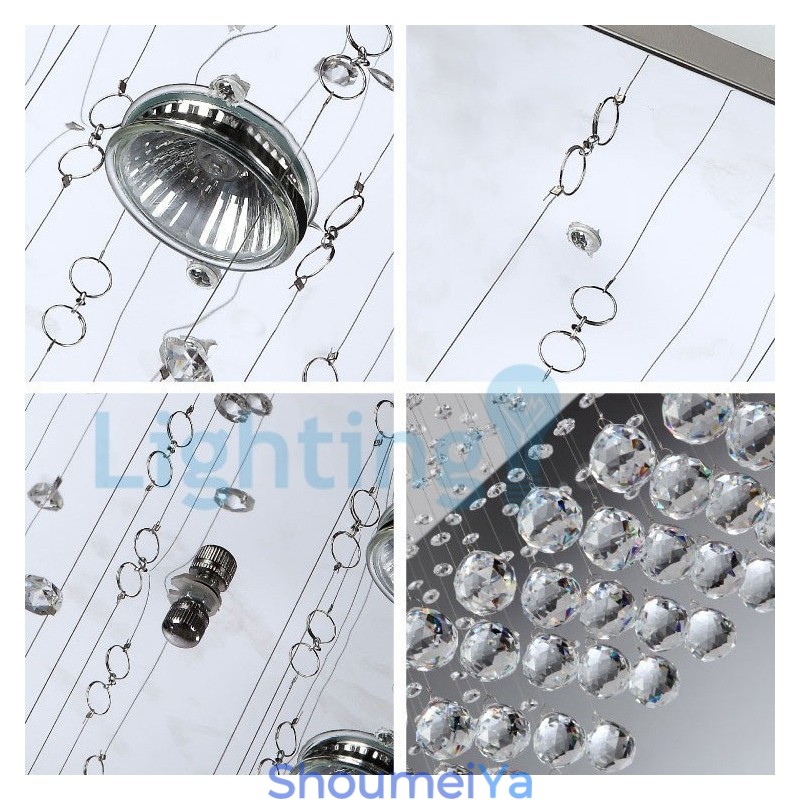 モダンコンテンポラリーシャンデリア フラッシュマウントペンダントフィクスチャ クリスタルレインドロップライト