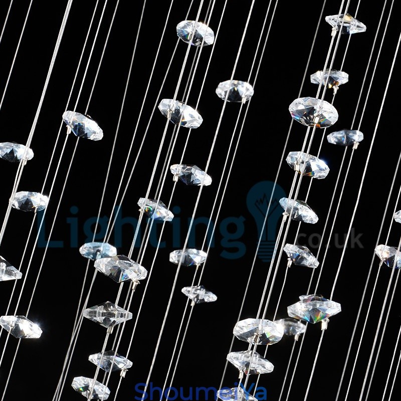 モダンコンテンポラリーシャンデリア フラッシュマウントペンダントフィクスチャ クリスタルレインドロップライト