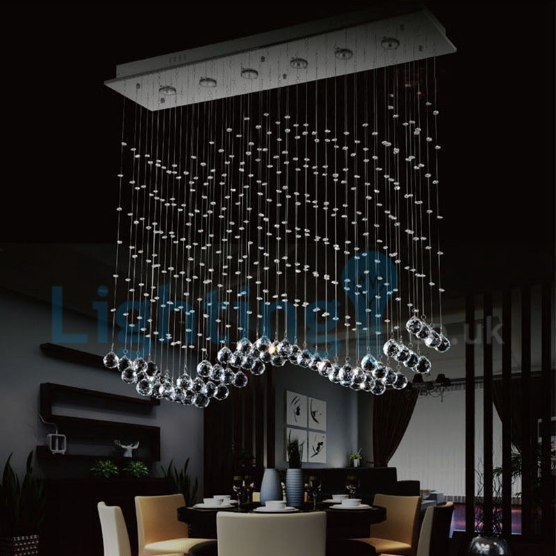 モダンコンテンポラリーシャンデリア フラッシュマウントペンダントフィクスチャ クリスタルレインドロップライト
