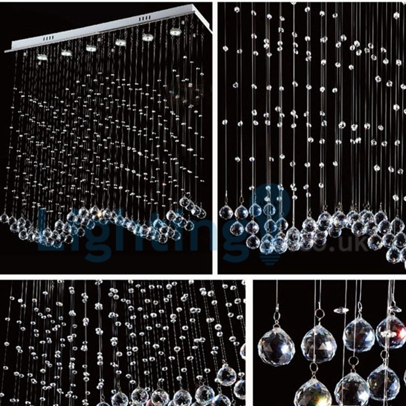 モダンコンテンポラリーシャンデリア フラッシュマウントペンダントフィクスチャ クリスタルレインドロップライト