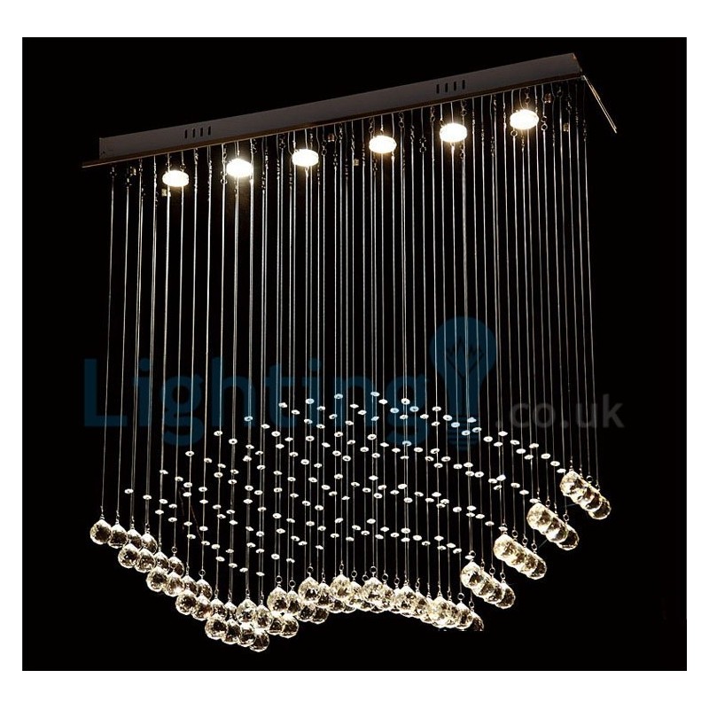 モダンコンテンポラリーシャンデリア フラッシュマウントペンダントフィクスチャ クリスタルレインドロップライト