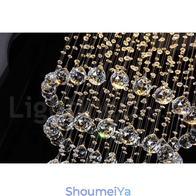 モダンコンテンポラリーシャンデリア フラッシュマウントペンダントフィクスチャ クリスタルレインドロップライト