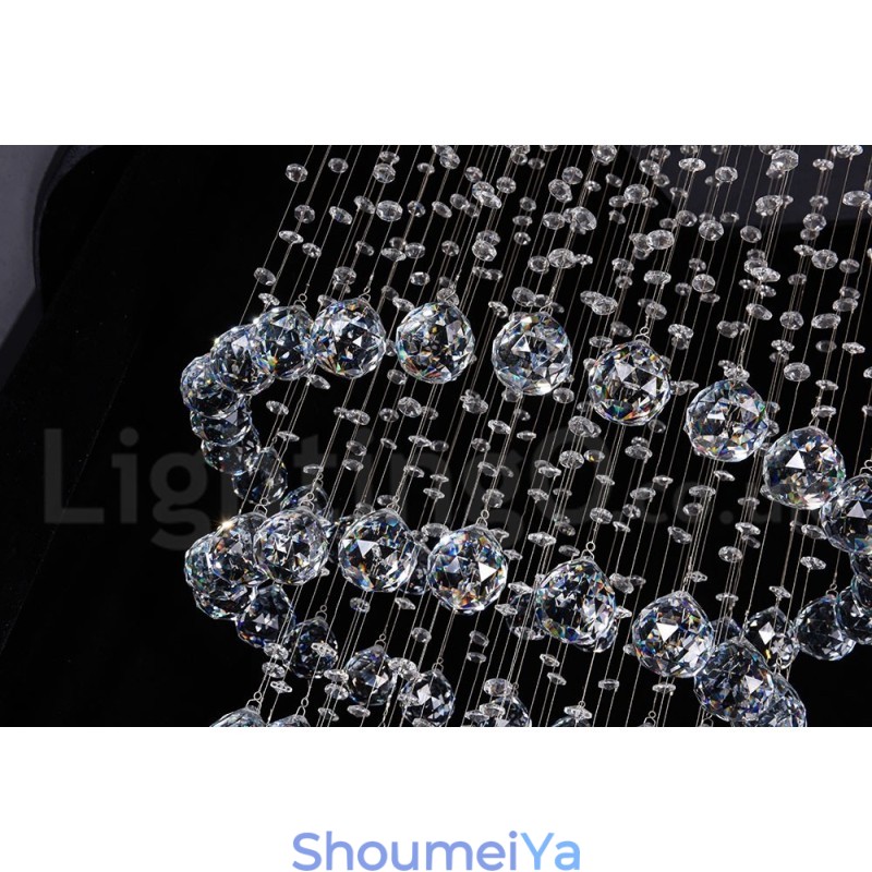 モダンコンテンポラリーシャンデリア フラッシュマウントペンダントフィクスチャ クリスタルレインドロップライト