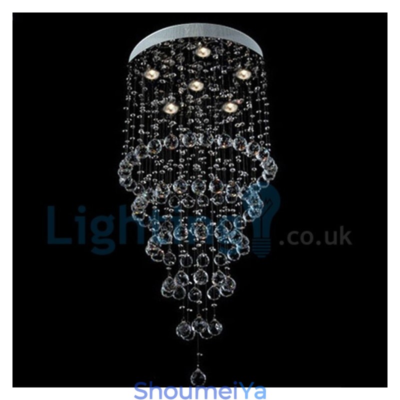 モダンコンテンポラリーシャンデリア フラッシュマウントペンダントフィクスチャ クリスタルレインドロップライト