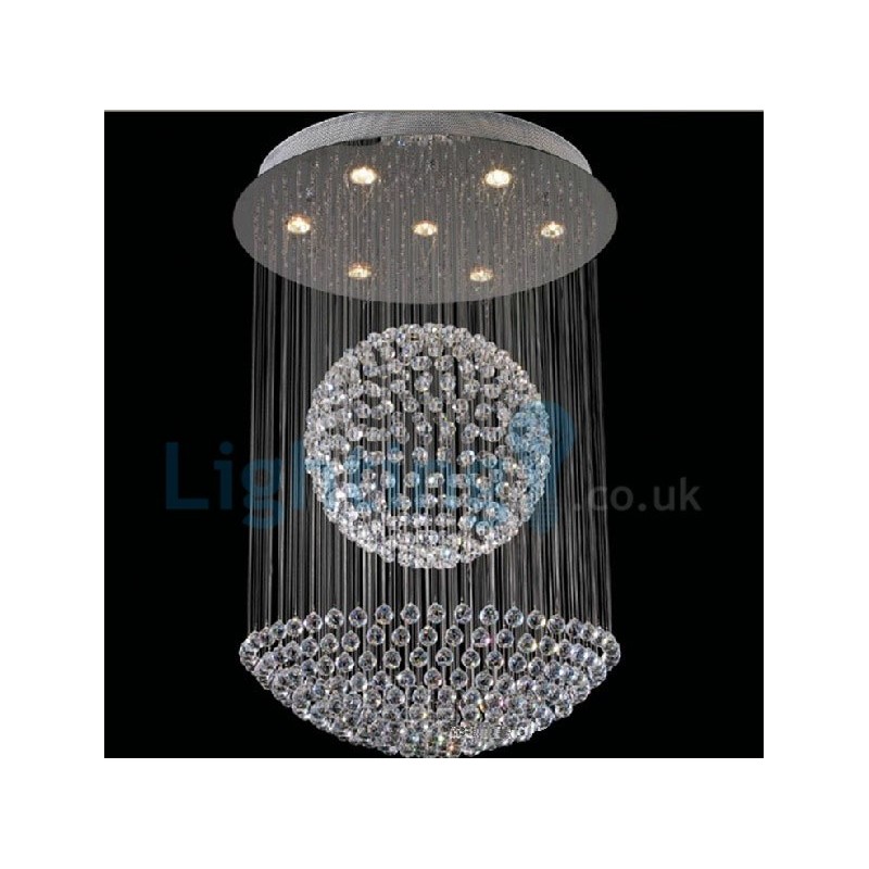 モダンコンテンポラリーシャンデリア フラッシュマウントペンダントフィクスチャ クリスタルレインドロップライト