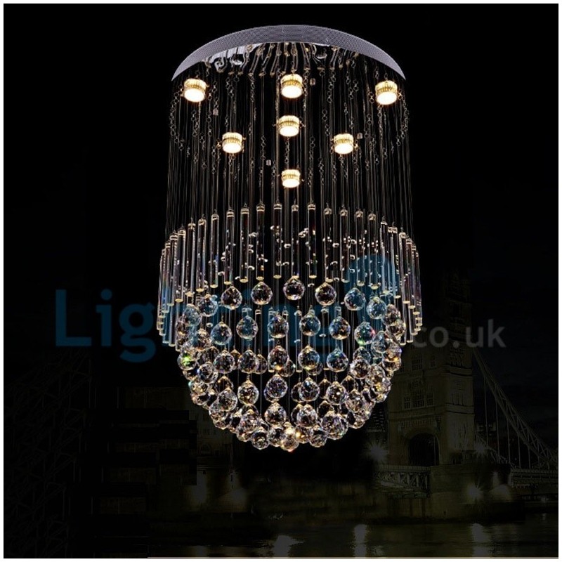 モダンコンテンポラリーシャンデリア フラッシュマウントペンダントフィクスチャ クリスタルレインドロップライト