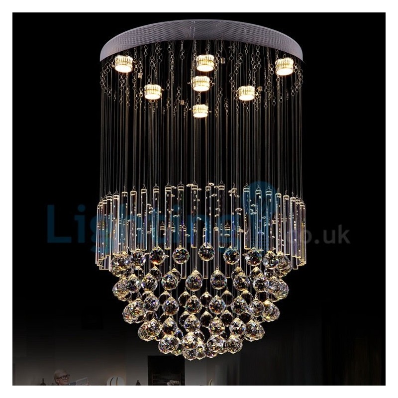 モダンコンテンポラリーシャンデリア フラッシュマウントペンダントフィクスチャ クリスタルレインドロップライト