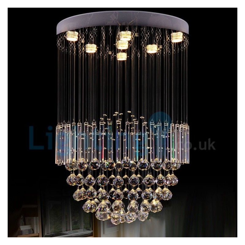 モダンコンテンポラリーシャンデリア フラッシュマウントペンダントフィクスチャ クリスタルレインドロップライト