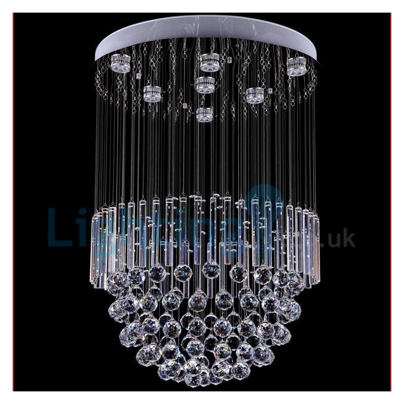 モダンコンテンポラリーシャンデリア フラッシュマウントペンダントフィクスチャ クリスタルレインドロップライト