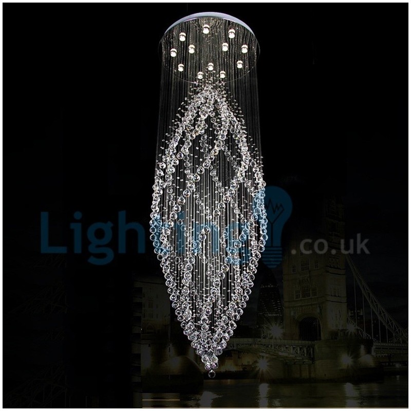 モダンコンテンポラリーシャンデリア フラッシュマウントペンダントフィクスチャ クリスタルレインドロップライト