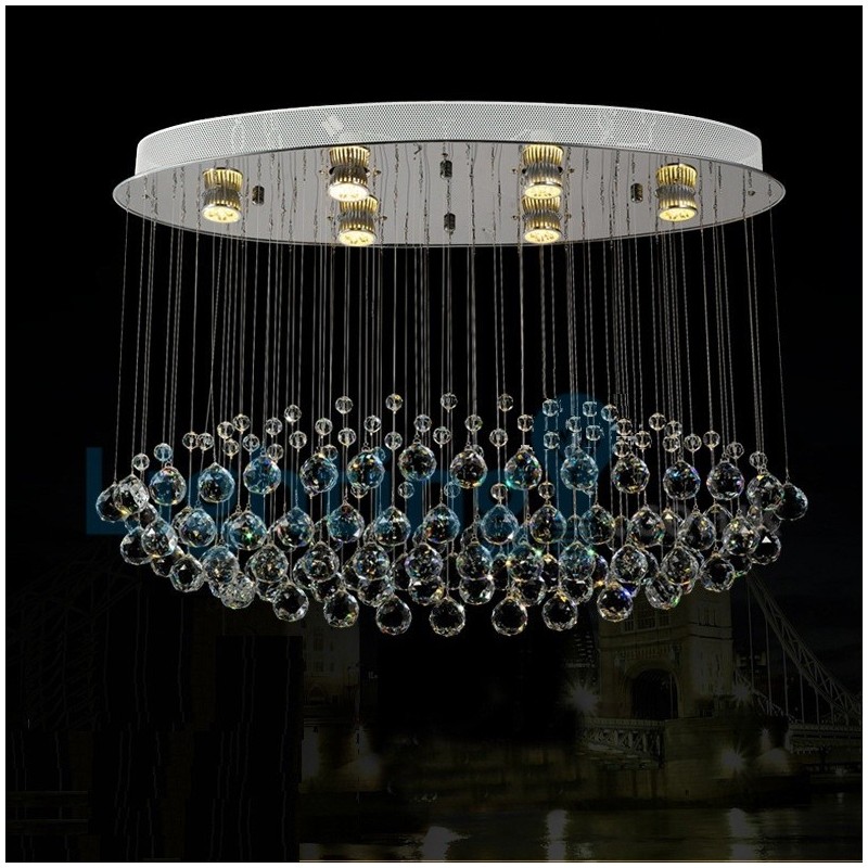 モダンコンテンポラリーシャンデリア フラッシュマウントペンダントフィクスチャ クリスタルレインドロップライト