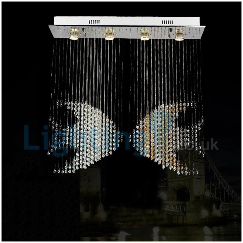 モダンコンテンポラリーシャンデリア フラッシュマウントペンダントフィクスチャ クリスタルレインドロップライト