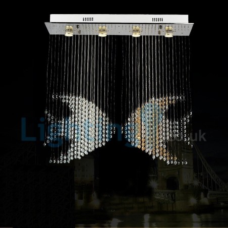 モダンコンテンポラリーシャンデリア フラッシュマウントペンダントフィクスチャ クリスタルレインドロップライト