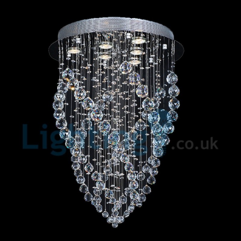 モダンコンテンポラリーシャンデリア フラッシュマウントペンダントフィクスチャ クリスタルレインドロップライト