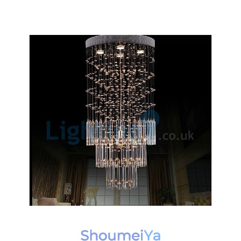 モダンコンテンポラリーシャンデリア フラッシュマウントペンダントフィクスチャ クリスタルレインドロップライト