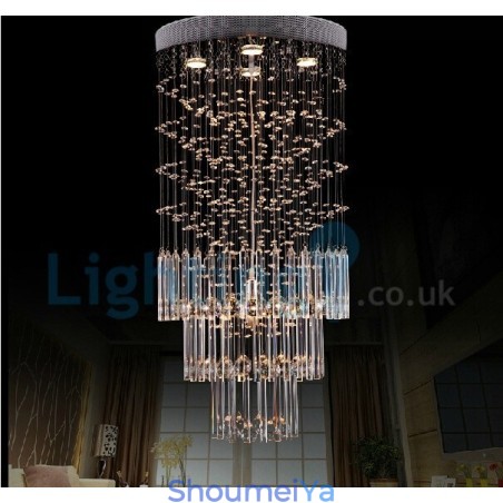 モダンコンテンポラリーシャンデリア フラッシュマウントペンダントフィクスチャ クリスタルレインドロップライト