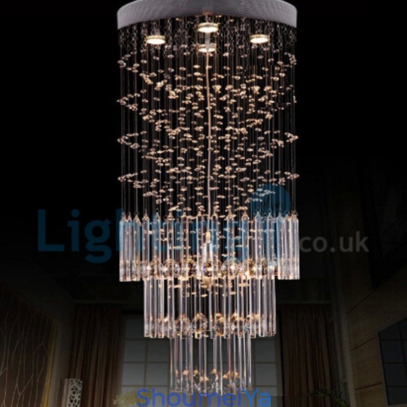 モダンコンテンポラリーシャンデリア フラッシュマウントペンダントフィクスチャ クリスタルレインドロップライト