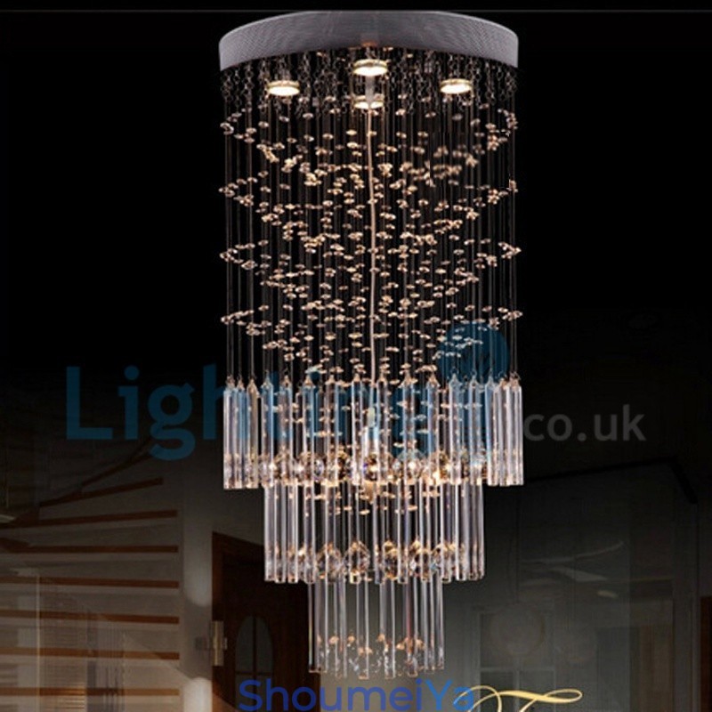 モダンコンテンポラリーシャンデリア フラッシュマウントペンダントフィクスチャ クリスタルレインドロップライト