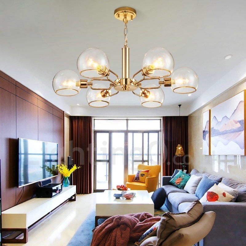 6 ライト 北欧 ポストモダン クリエイティブ ガラス マジック ビーン シャンデリア