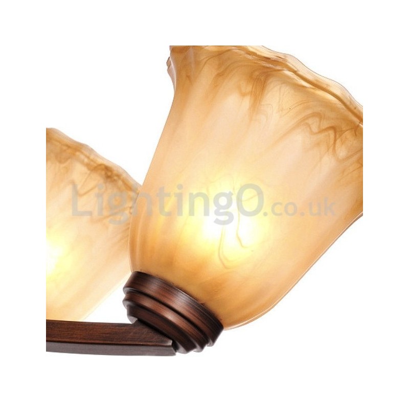 素朴な6電球ガラスランプシェードステンレスシャンデリア