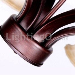 素朴な6電球ガラスランプシェードステンレスシャンデリア