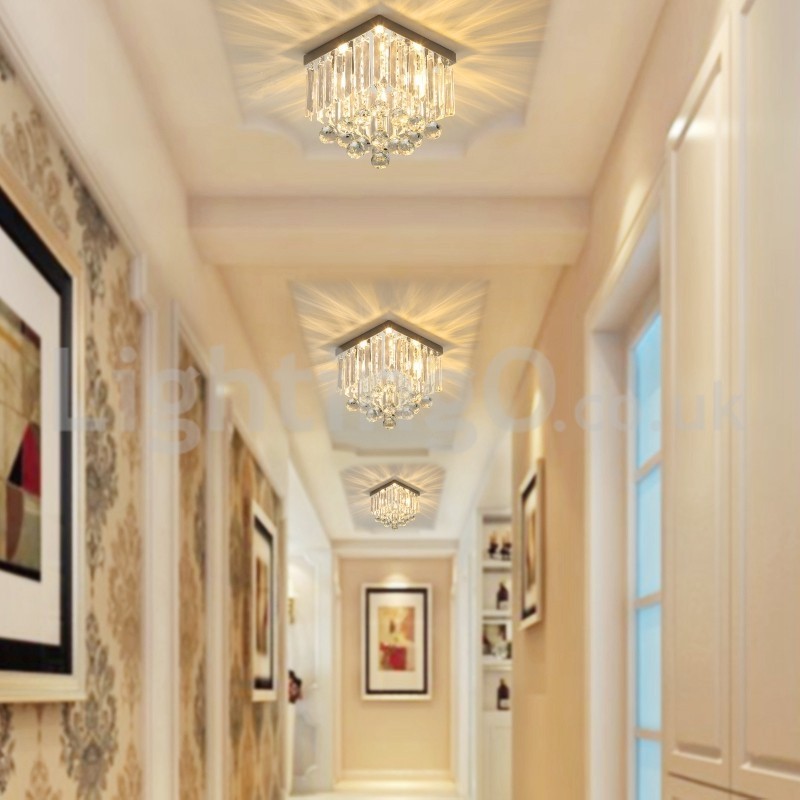 モダンなスクエアクリスタルフラッシュマウント天井照明